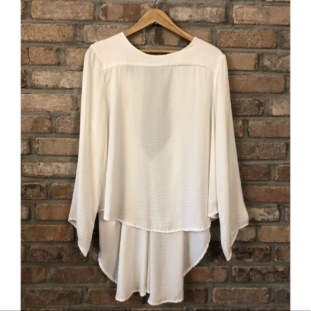 Chelsea & Theodore High-Low Open Back Blouse